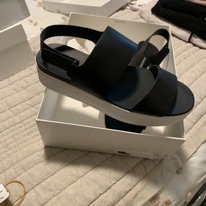 Vince Black Leather Sandals with a bit of height